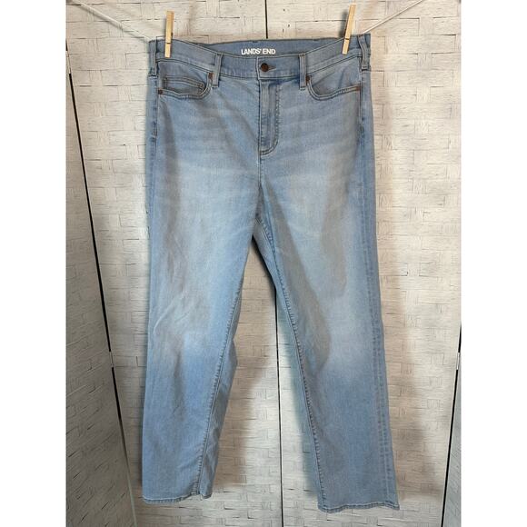 Lands End women’s straight leg jeans, light wash mid rise triadMom plus size  - Picture 1 of 11